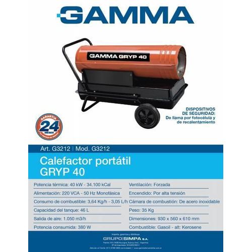 CALOVENTOR GASOIL GAMMA GRYP40 34400KCAL 3212