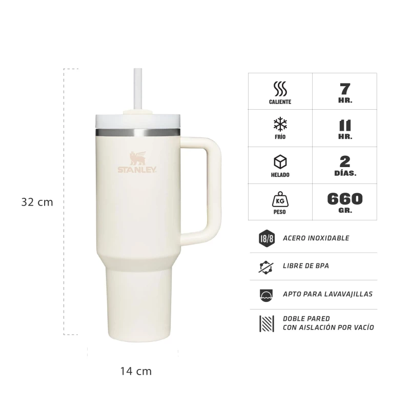 VASO STANLEY QUENCHER 2.0 TUMBLER 1.18LT CREAM