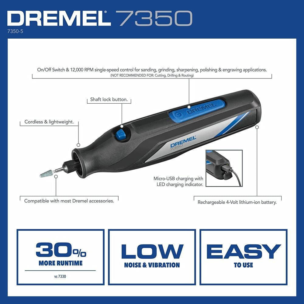 MINITORNO DREMEL 4 V INALAMBRICO 7350 CON 5 ACCESORIOS