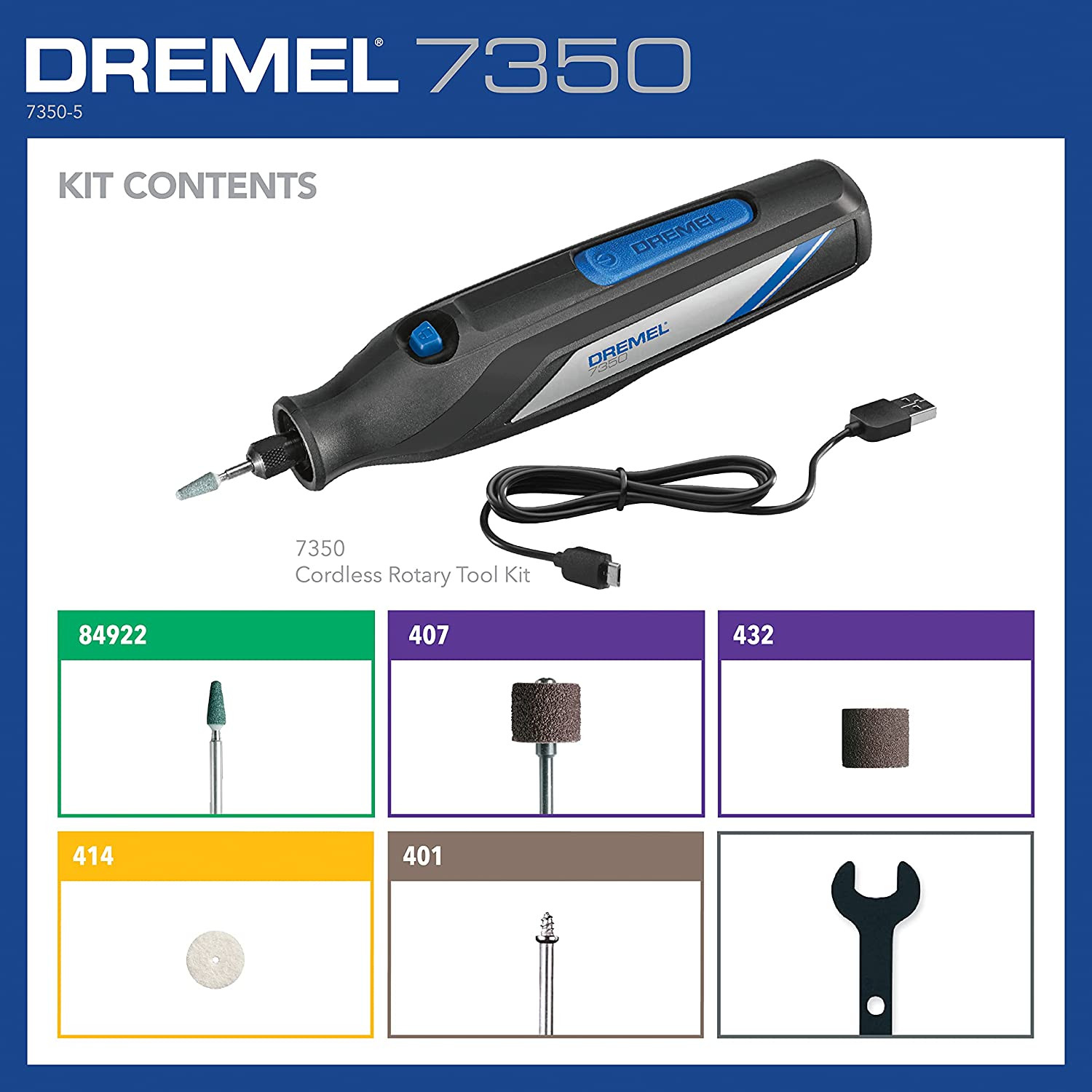 MINITORNO DREMEL 4 V INALAMBRICO 7350 CON 5 ACCESORIOS