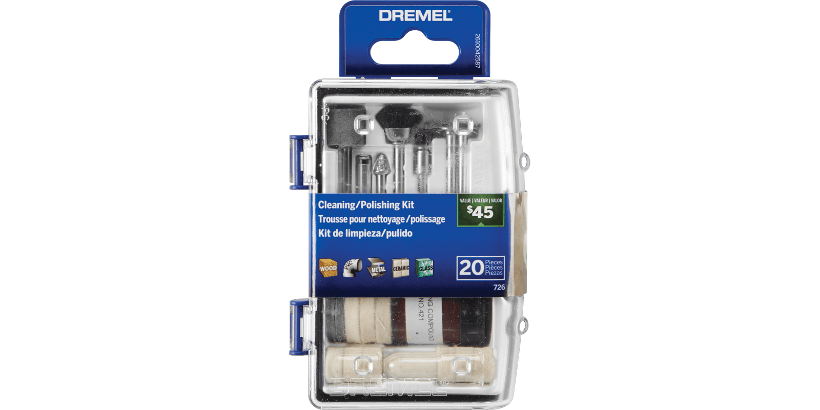 KIT DREMEL 20 ACCESORIOS PARA LIMPIAR Y PULIR 726-01 26150726AA