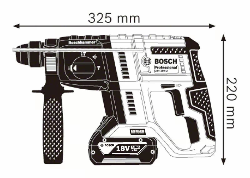 ROTOMARTILLO INALAMBRICO BOSCH GBH 180 - LI 18V SIN BATERIA NI CARGADOR