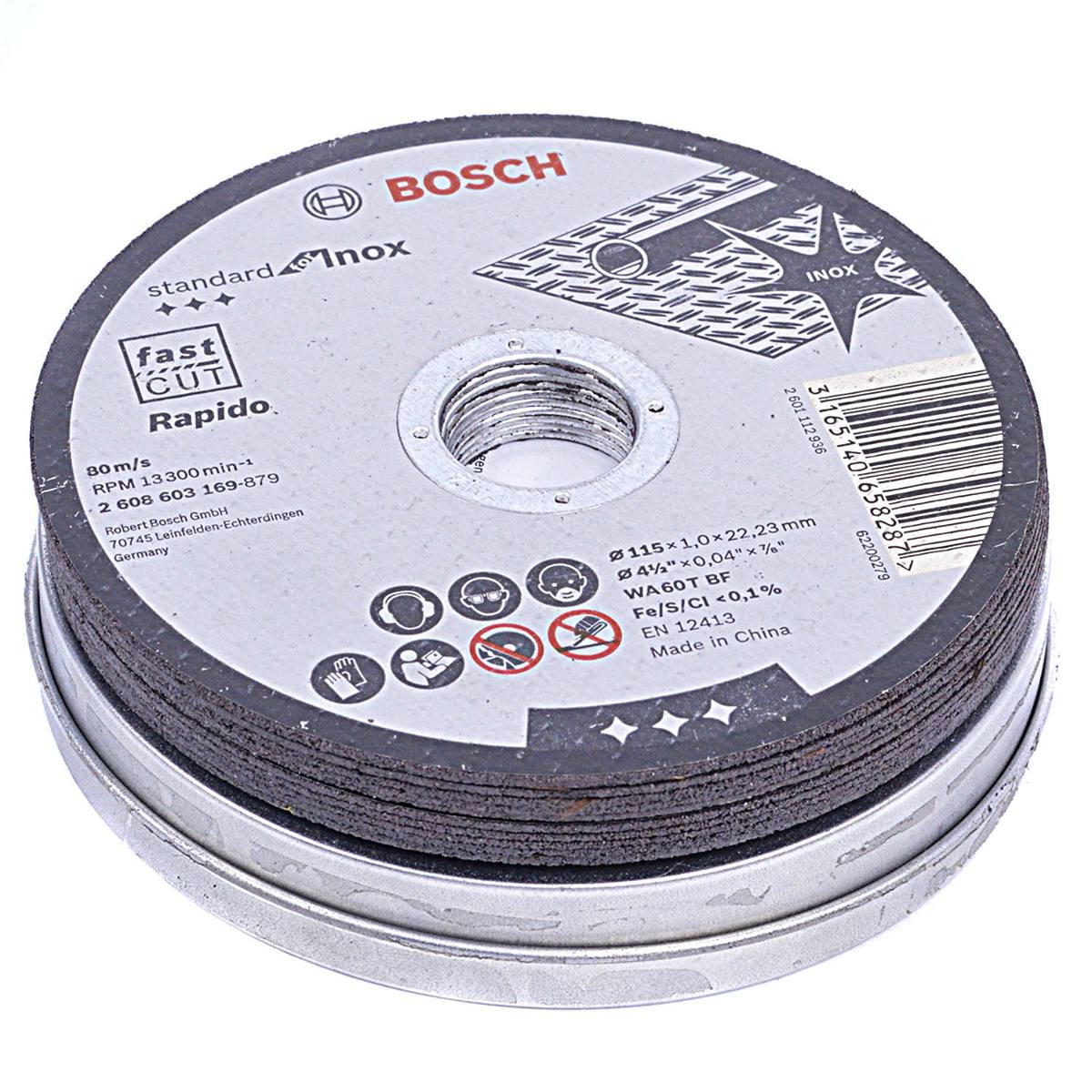 SET 10 DISCOS C.METAL BOSCH 115*1 LATA  603254