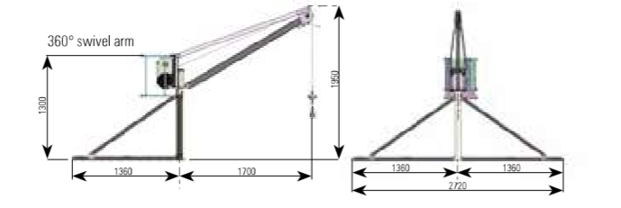 GUINCHE PLUMA IORI MONOF. GM 500 KG 40MTS CABLE