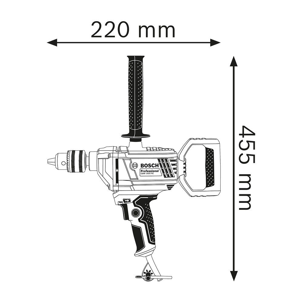 TALADRO BOSCH 16 MM GBM 1600 RE 850W V.V