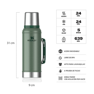 TERMO CLASICO STANLEY 2021 0.95LT VERDE