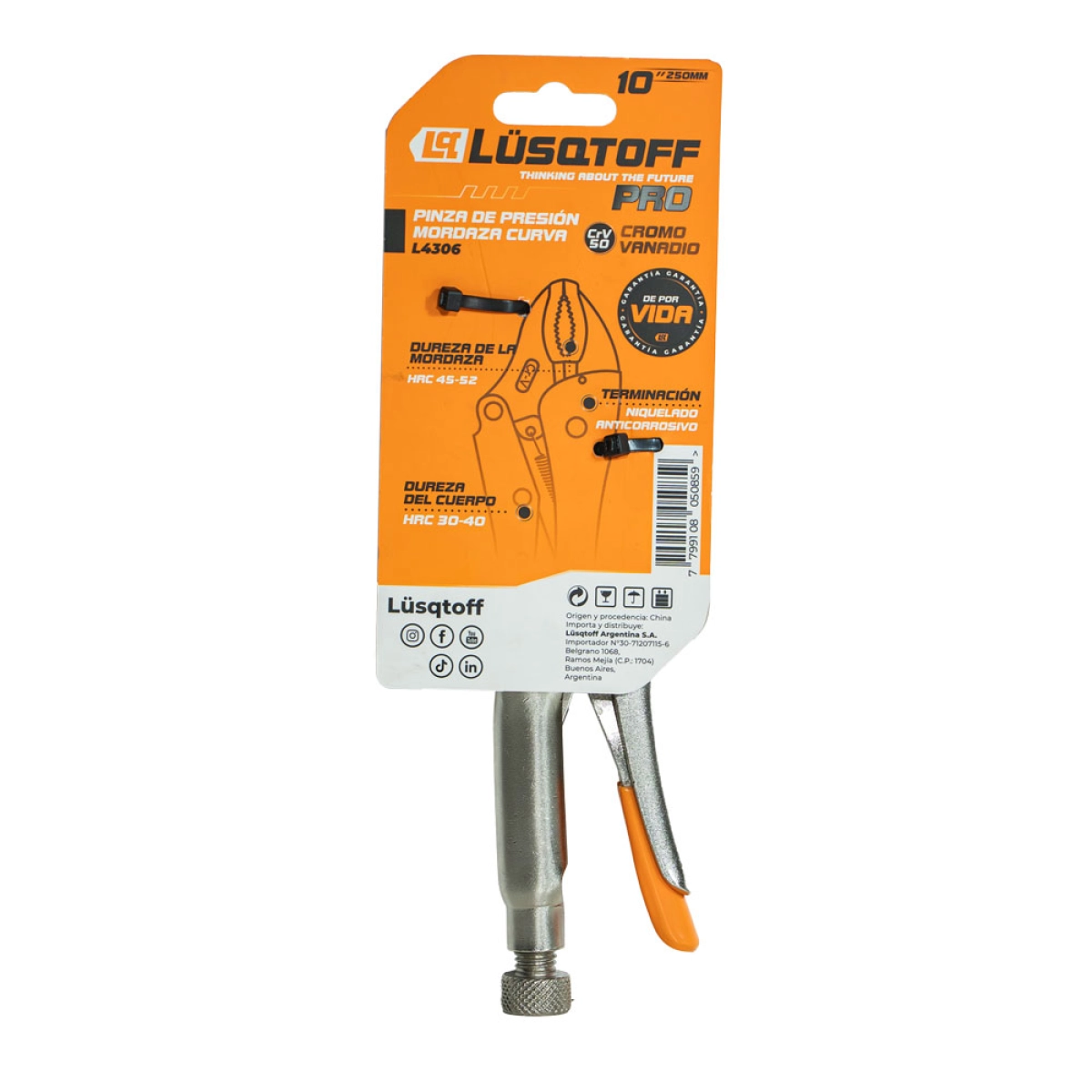 PINZA DE PRESION LUSQTOFF CURVA 10" PRO L4306